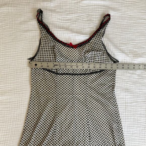 Black /White Check, Red Ribbon 60s/70s Slip Top ADORABLE! - Picture 5 of 8